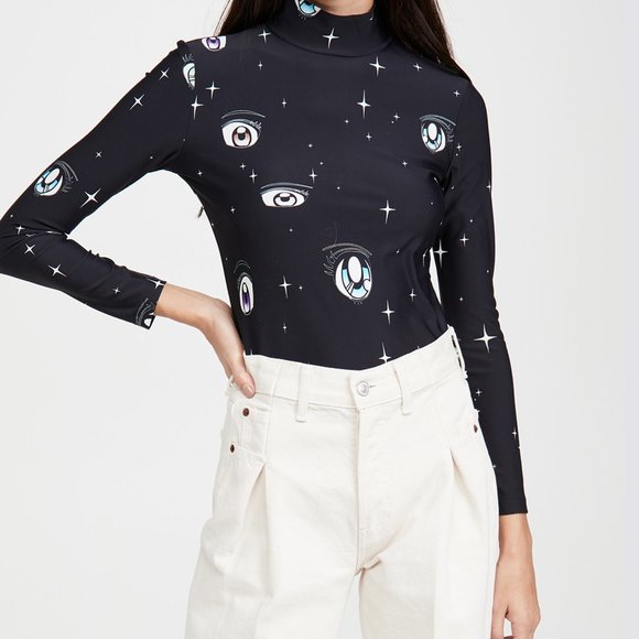 NWT Sandy Liang Secrets EYE print mock neck shirt - Picture 3 of 5